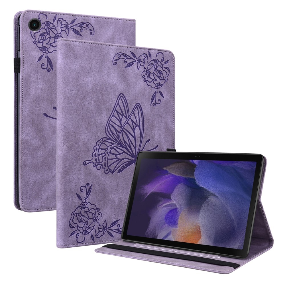 Étui en cuir avec papillons Samsung Galaxy Tab A8 10.5 Violet