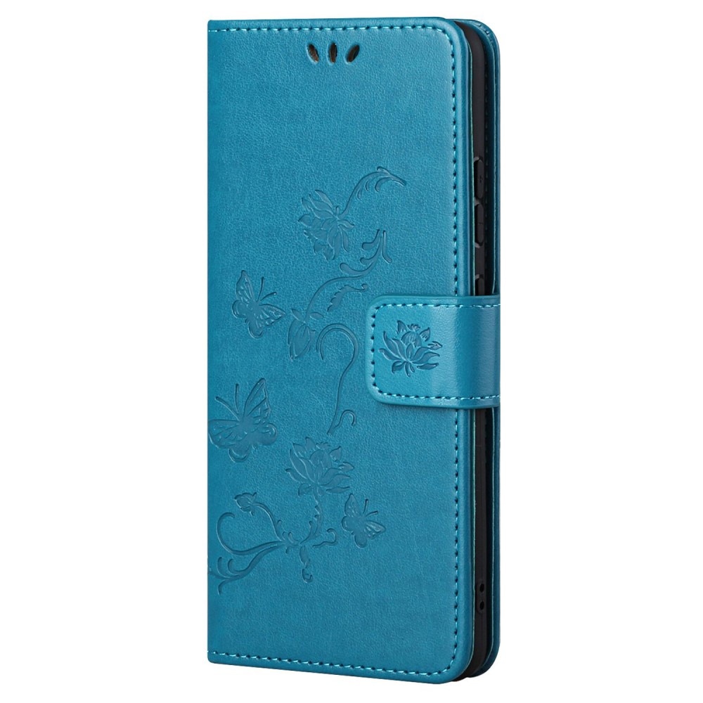 Étui en cuir à papillons pour Samsung Galaxy A53, bleu