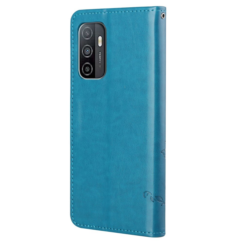 Étui en cuir à papillons pour Samsung Galaxy A53, Bleu