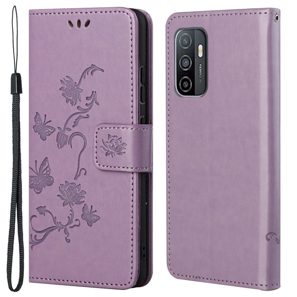 Étui en cuir à papillons pour Samsung Galaxy A53, violet