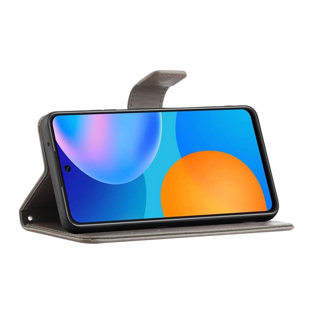 Étui en cuir à papillons pour Samsung Galaxy A53, Gris