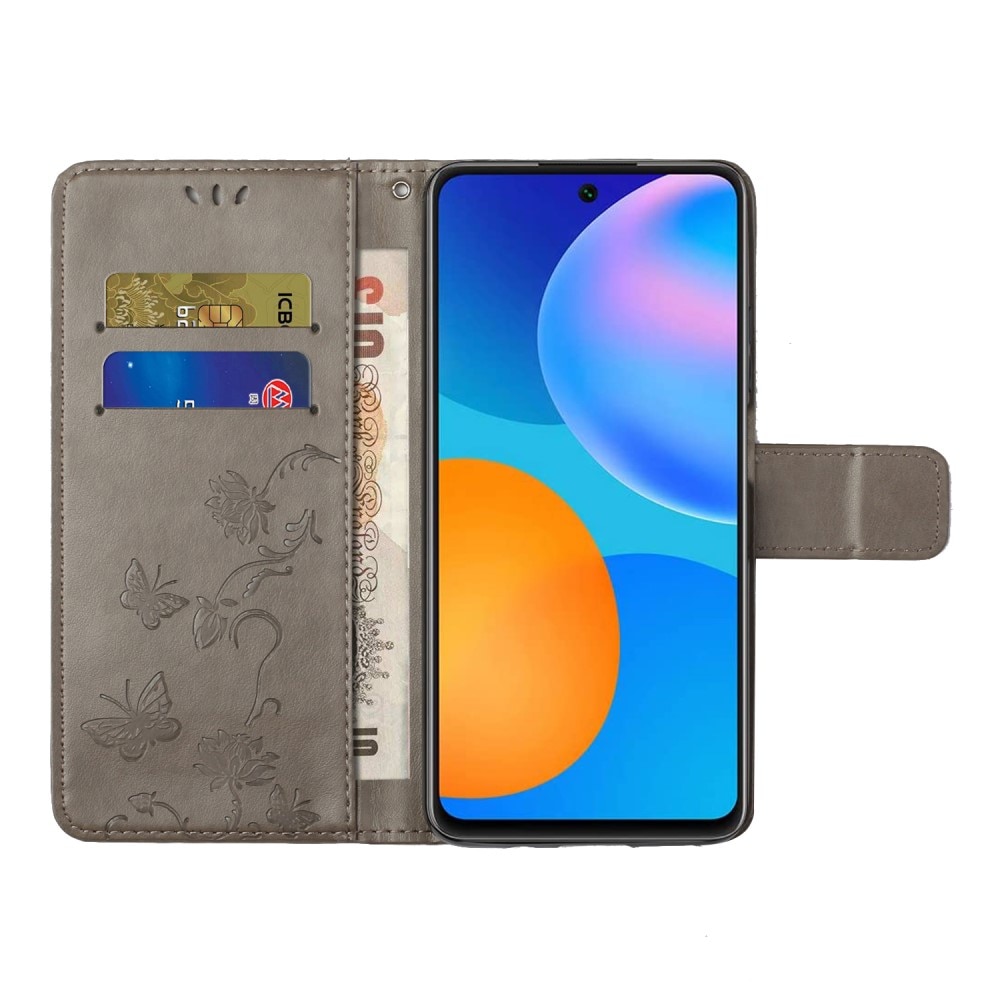 Étui en cuir à papillons pour Samsung Galaxy A53, Gris