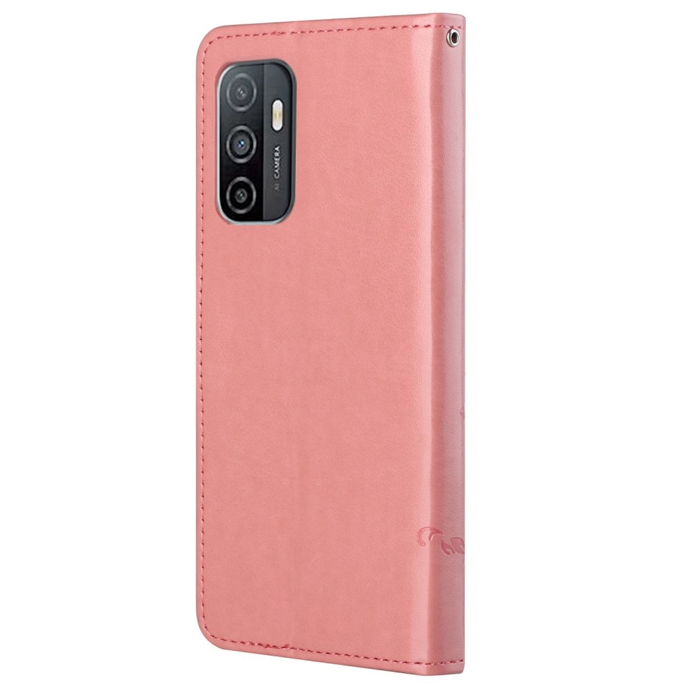 Étui en cuir à papillons pour Samsung Galaxy A53, rose