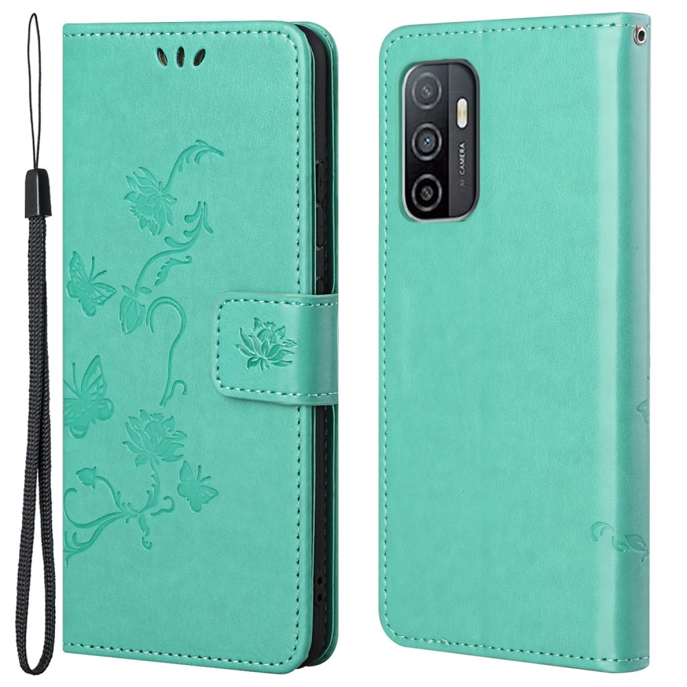 Étui en cuir à papillons pour Samsung Galaxy A53, Vert