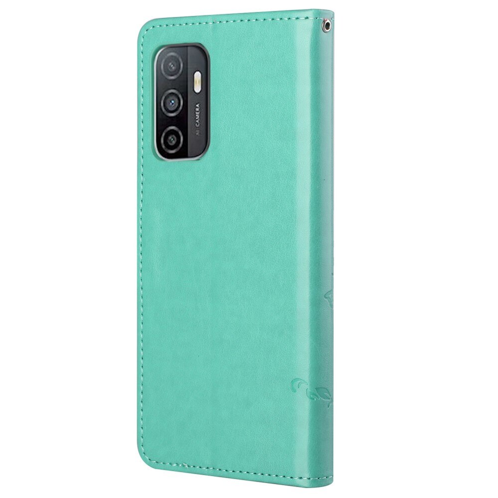 Étui en cuir à papillons pour Samsung Galaxy A53, Vert