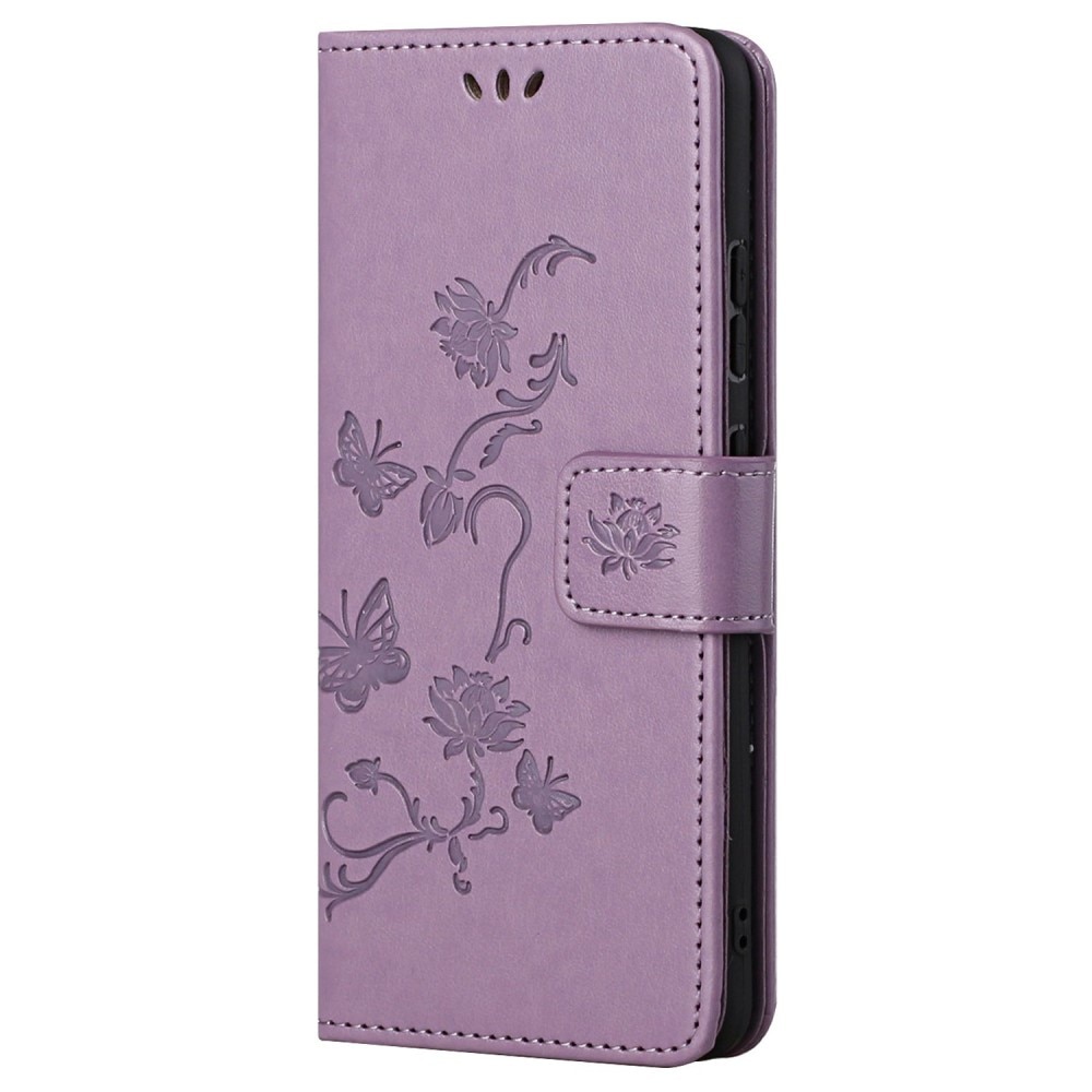 Étui en cuir à papillons pour Samsung Galaxy A33, violet