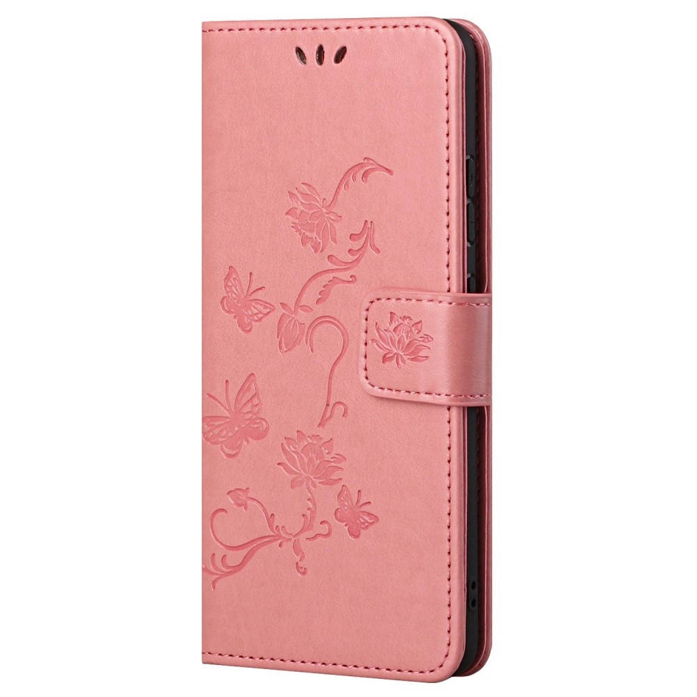 Étui en cuir à papillons pour Samsung Galaxy A33, rose