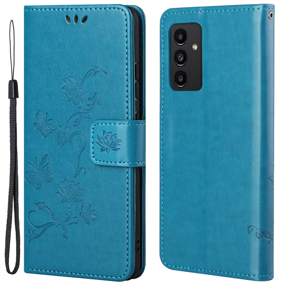 Étui en cuir à papillons pour Samsung Galaxy A13, Bleu