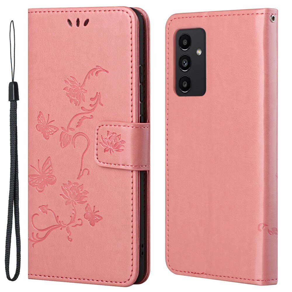 Étui en cuir à papillons pour Samsung Galaxy A13, Rose