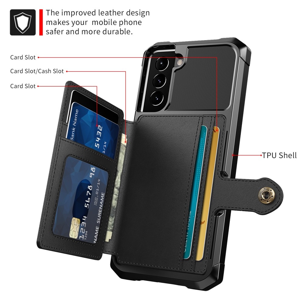 Coque porte-cartes Tough Multi-slot Samsung Galaxy S22 Noir