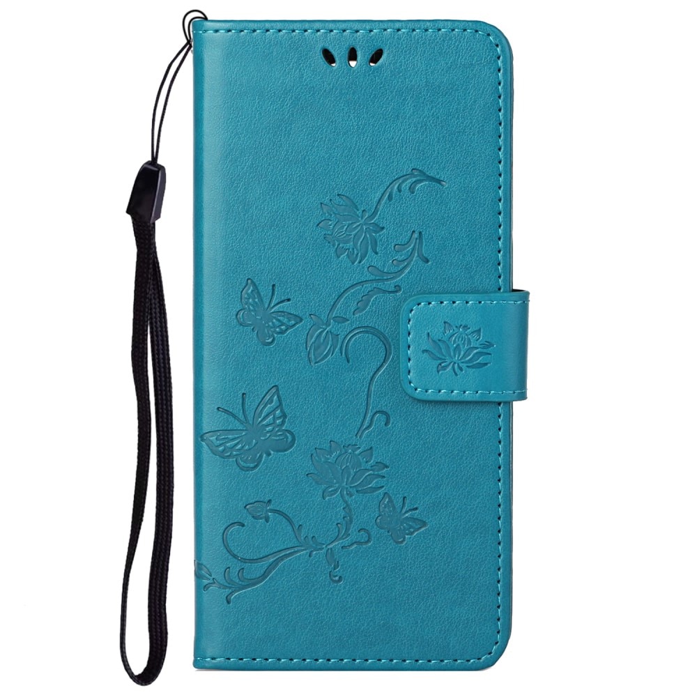 Étui en cuir à papillons pour Samsung Galaxy A73 5G, bleu
