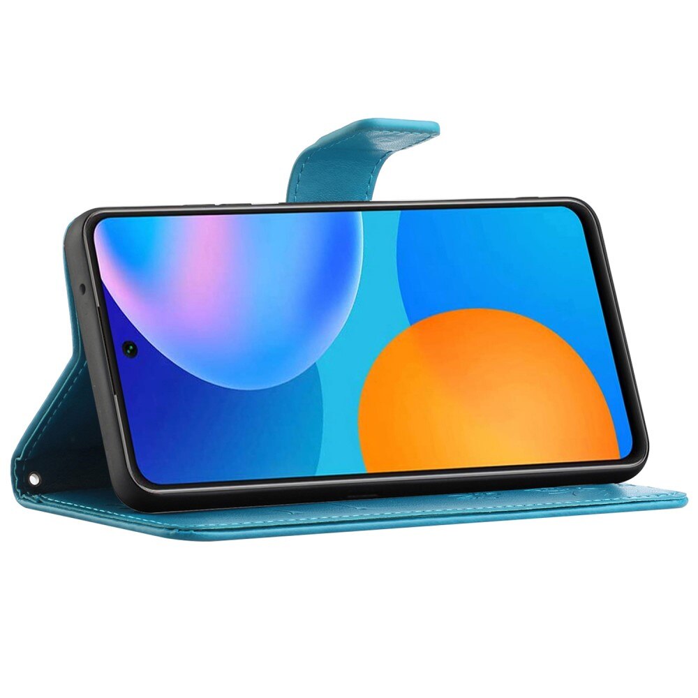 Étui en cuir à papillons pour Samsung Galaxy A73 5G, Bleu