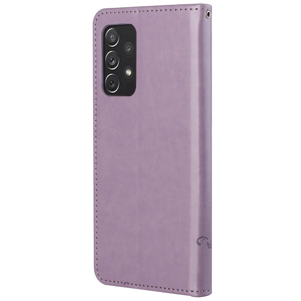 Étui en cuir à papillons pour Samsung Galaxy A73 5G, violet