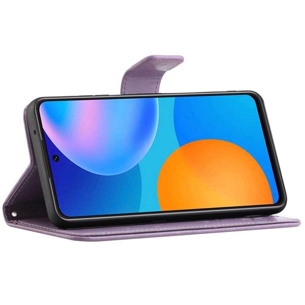 Étui en cuir à papillons pour Samsung Galaxy A73 5G, Violet