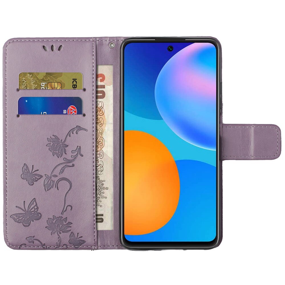 Étui en cuir à papillons pour Samsung Galaxy A73 5G, Violet