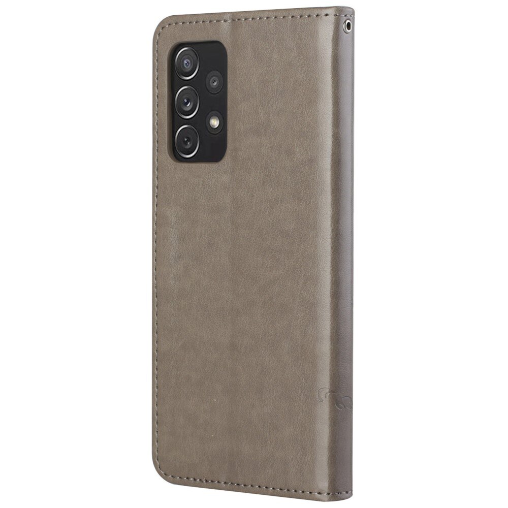 Étui en cuir à papillons pour Samsung Galaxy A73 5G, Gris