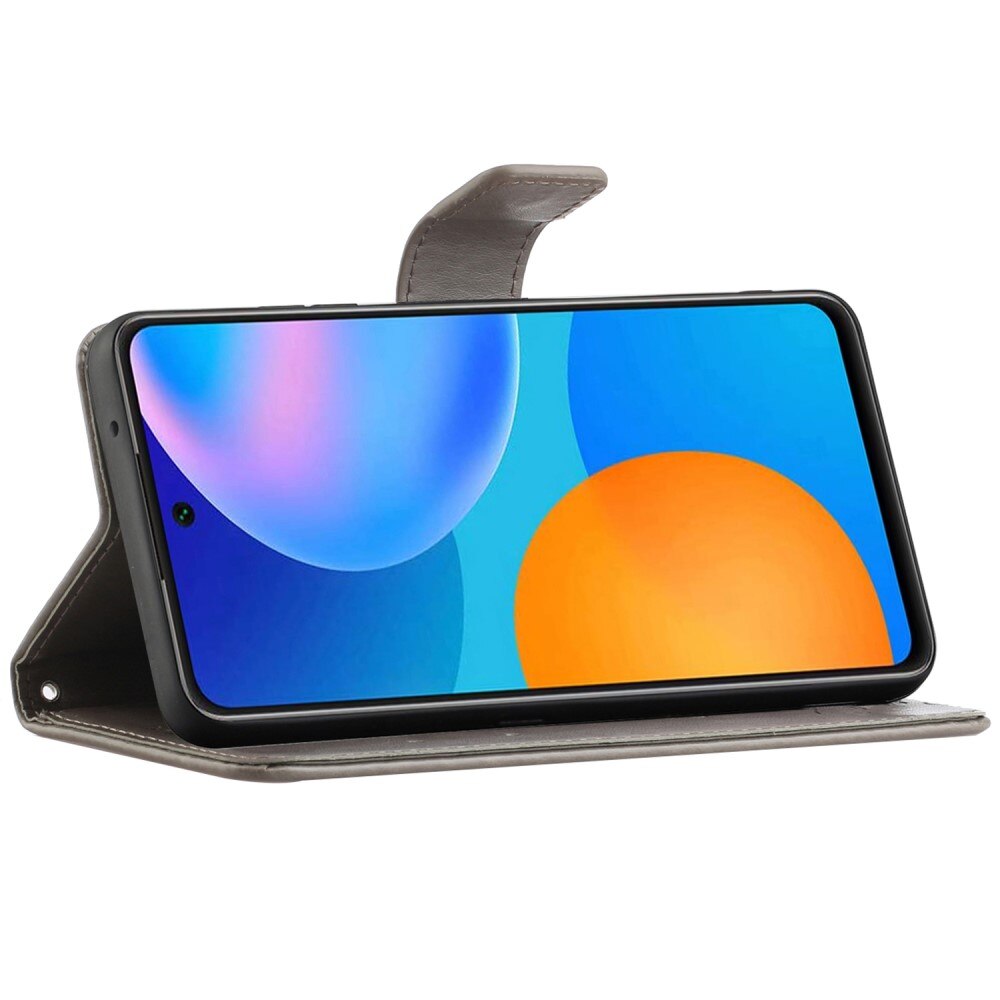 Étui en cuir à papillons pour Samsung Galaxy A73 5G, Gris