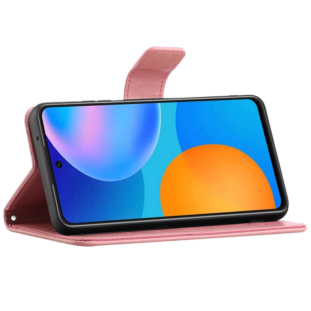 Étui en cuir à papillons pour Samsung Galaxy A73 5G, Rose