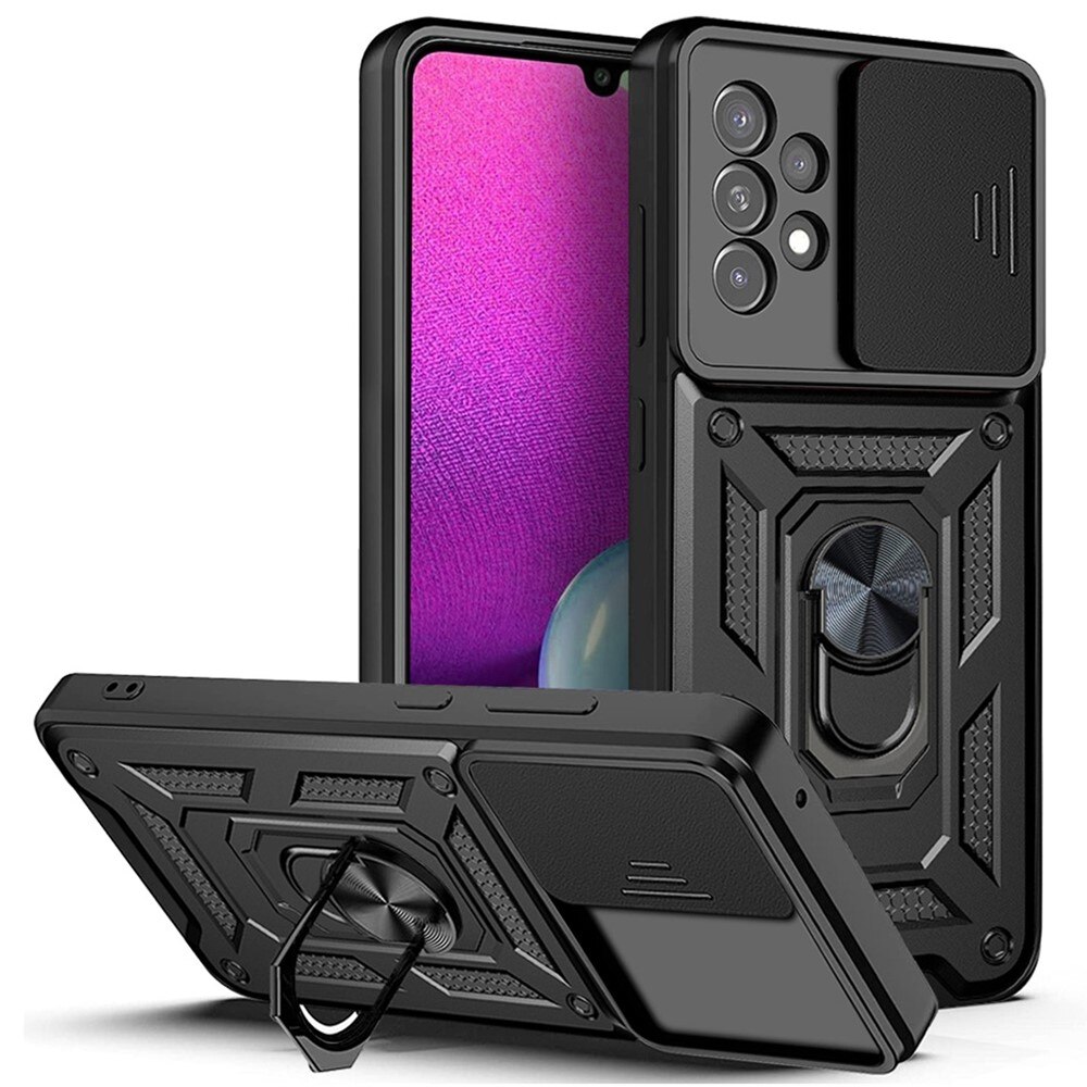 Coque Hybride Ring avec Protège Caméra Samsung Galaxy A33, Noir