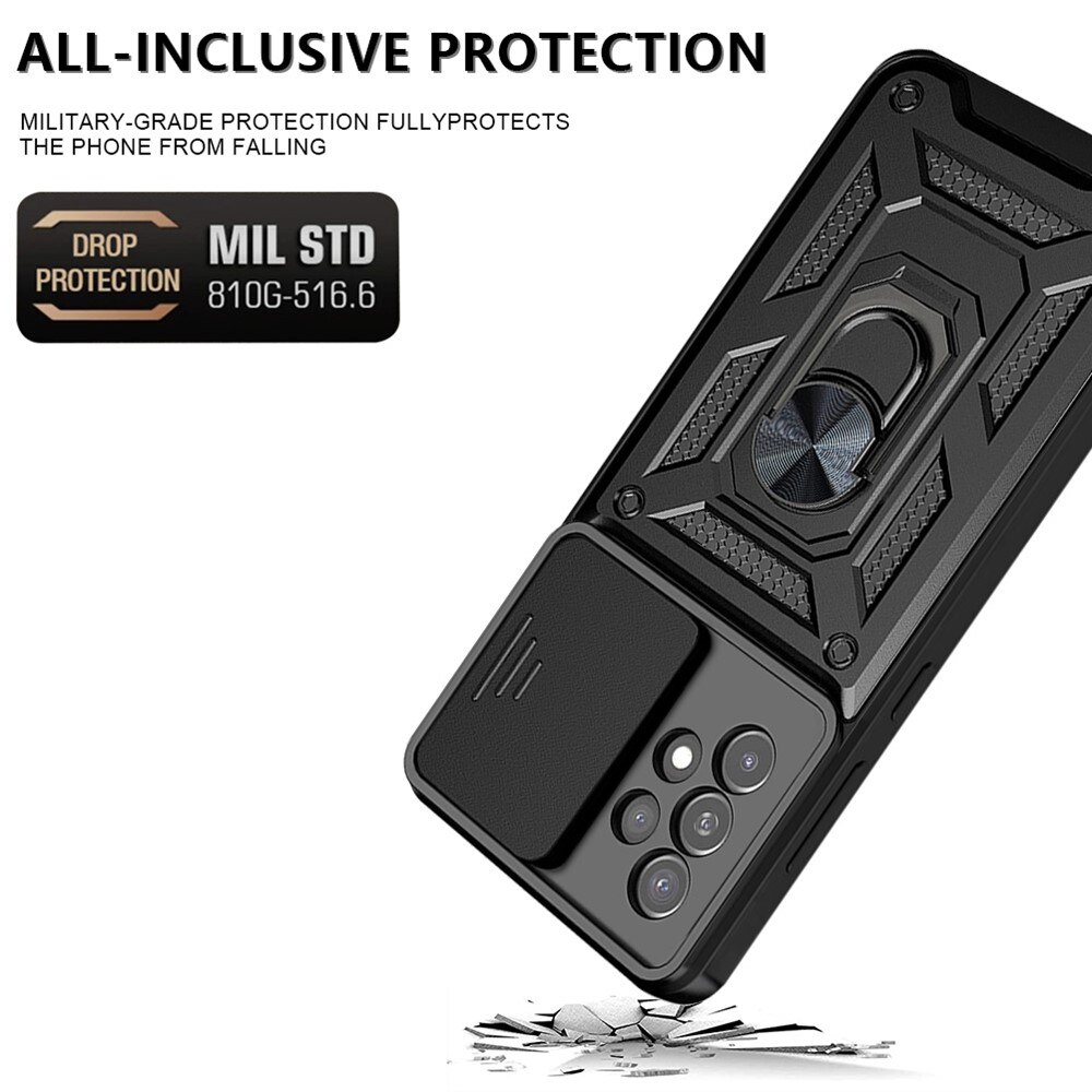 Coque Hybride Ring avec Protège Caméra Samsung Galaxy A33, Noir