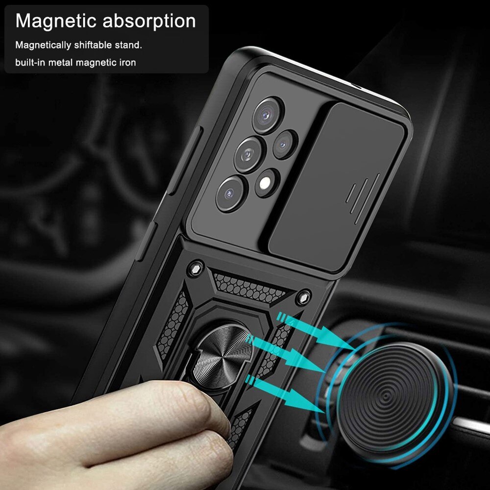 Coque Hybride Ring avec Protège Caméra Samsung Galaxy A33, Noir