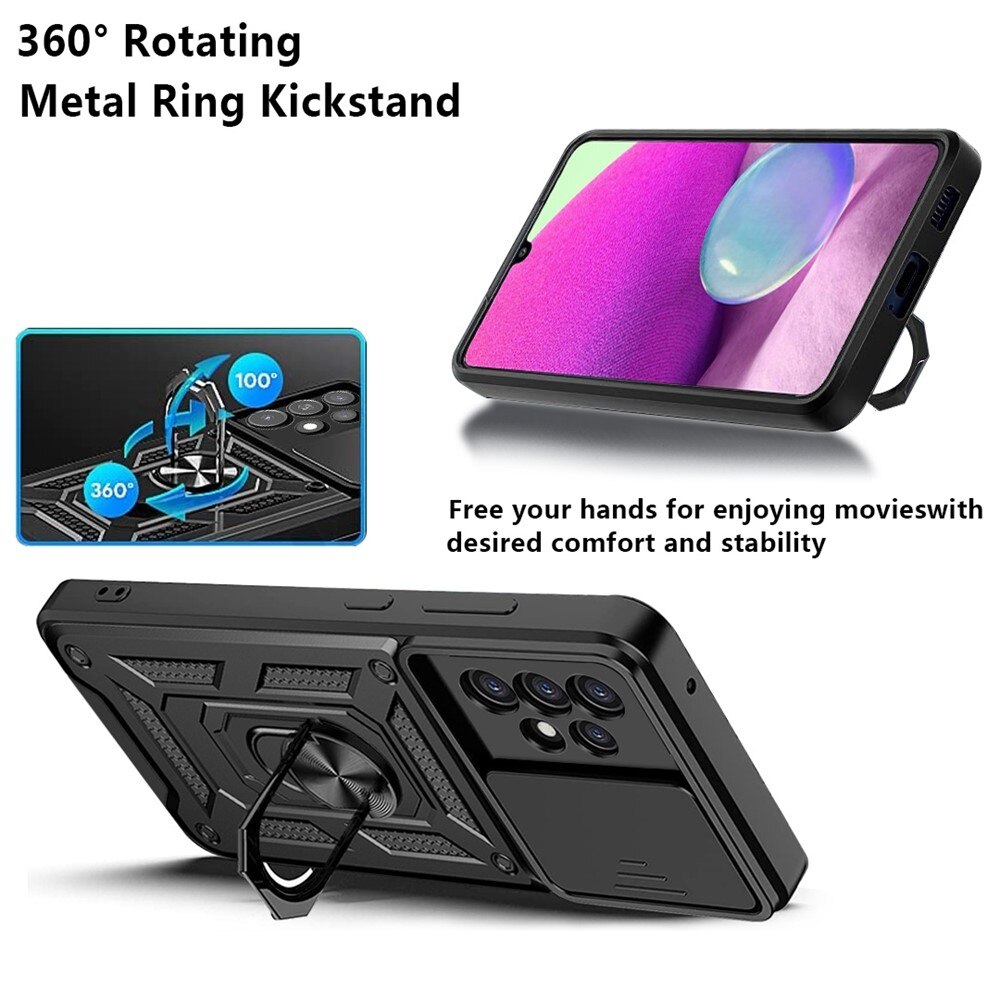 Coque Hybride Ring avec Protège Caméra Samsung Galaxy A33, Noir