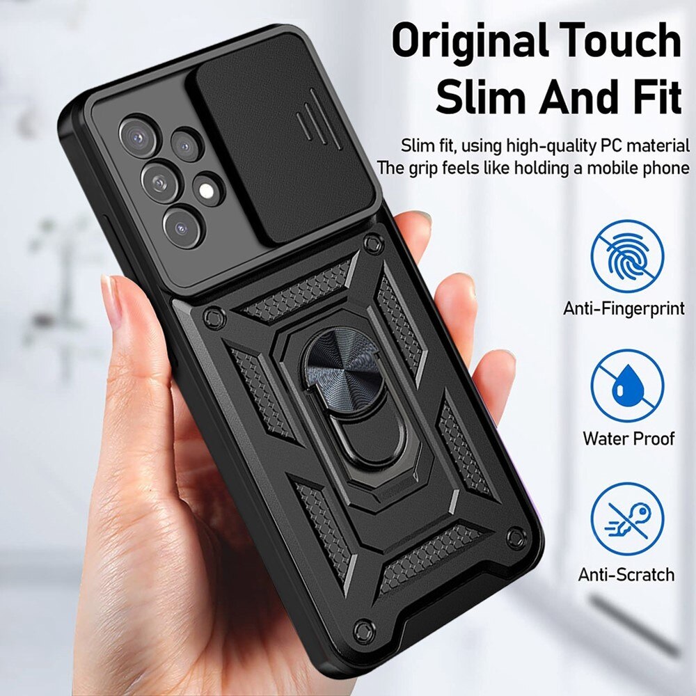 Coque Hybride Ring avec Protège Caméra Samsung Galaxy A33, Noir