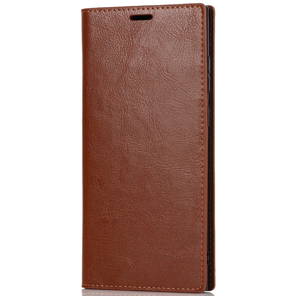 Coque portefeuille en cuir Veritable Samsung Galaxy S22 Ultra, Marron