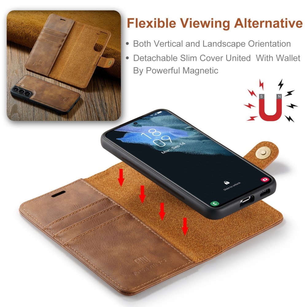 Étui portefeuille Magnet Wallet Samsung Galaxy S22 Plus, Cognac