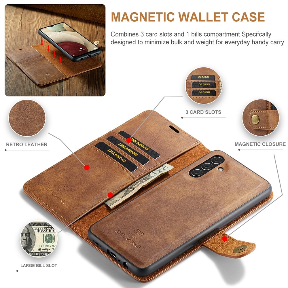Étui portefeuille Magnet Wallet Samsung Galaxy A04s, Cognac