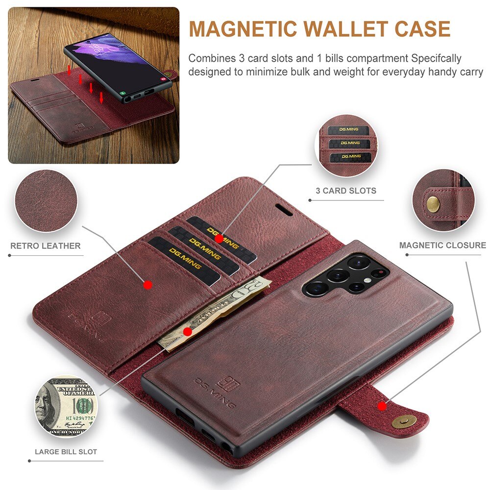 Étui portefeuille Magnet Wallet Samsung Galaxy S22 Ultra Red