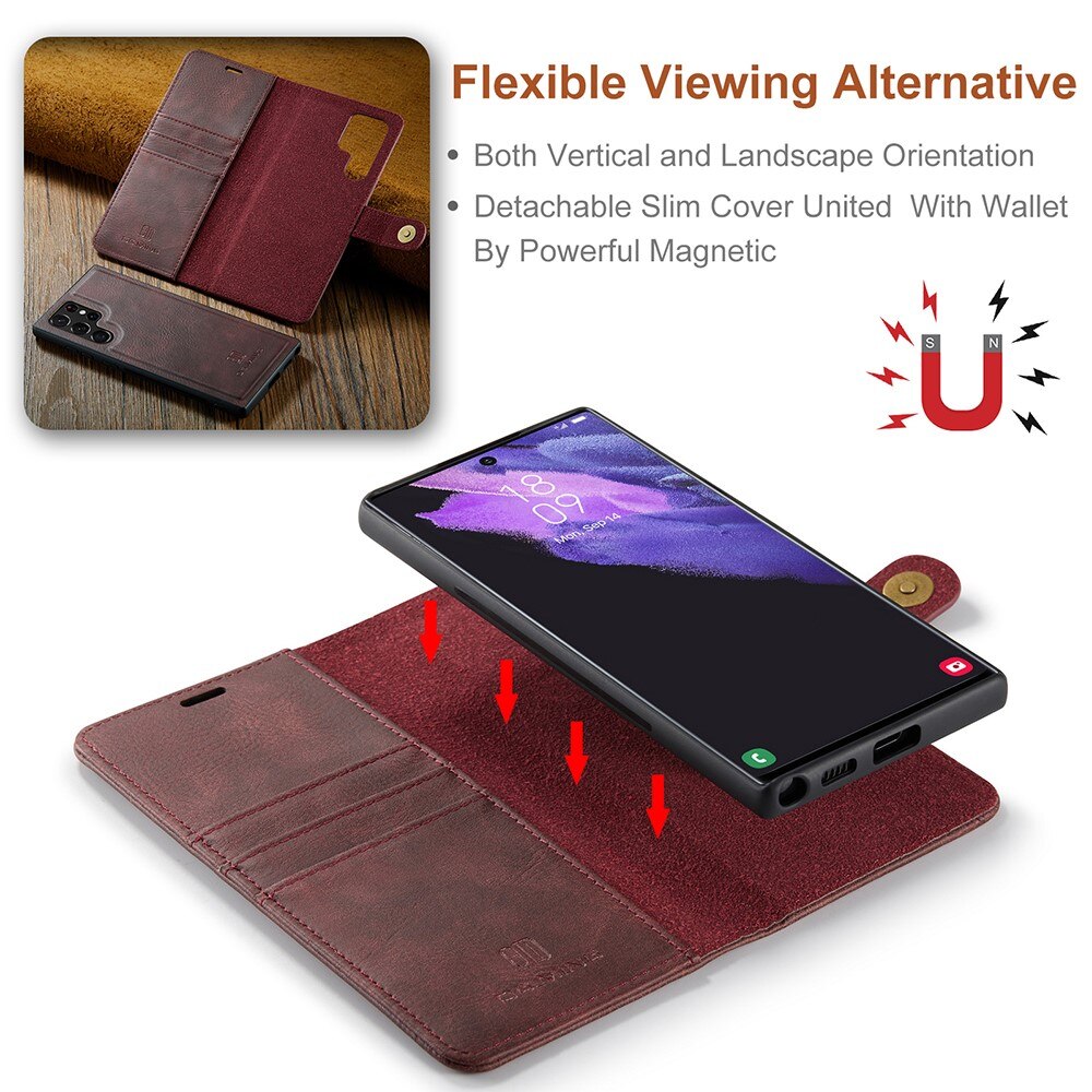 Étui portefeuille Magnet Wallet Samsung Galaxy S22 Ultra, Rouge