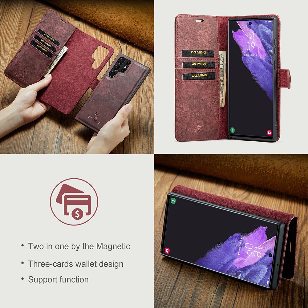 Étui portefeuille Magnet Wallet Samsung Galaxy S22 Ultra, Rouge