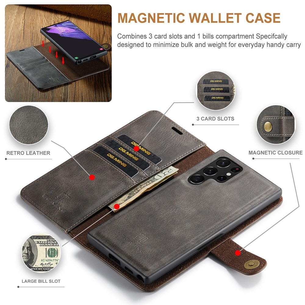 Étui portefeuille Magnet Wallet Samsung Galaxy S22 Ultra Brown