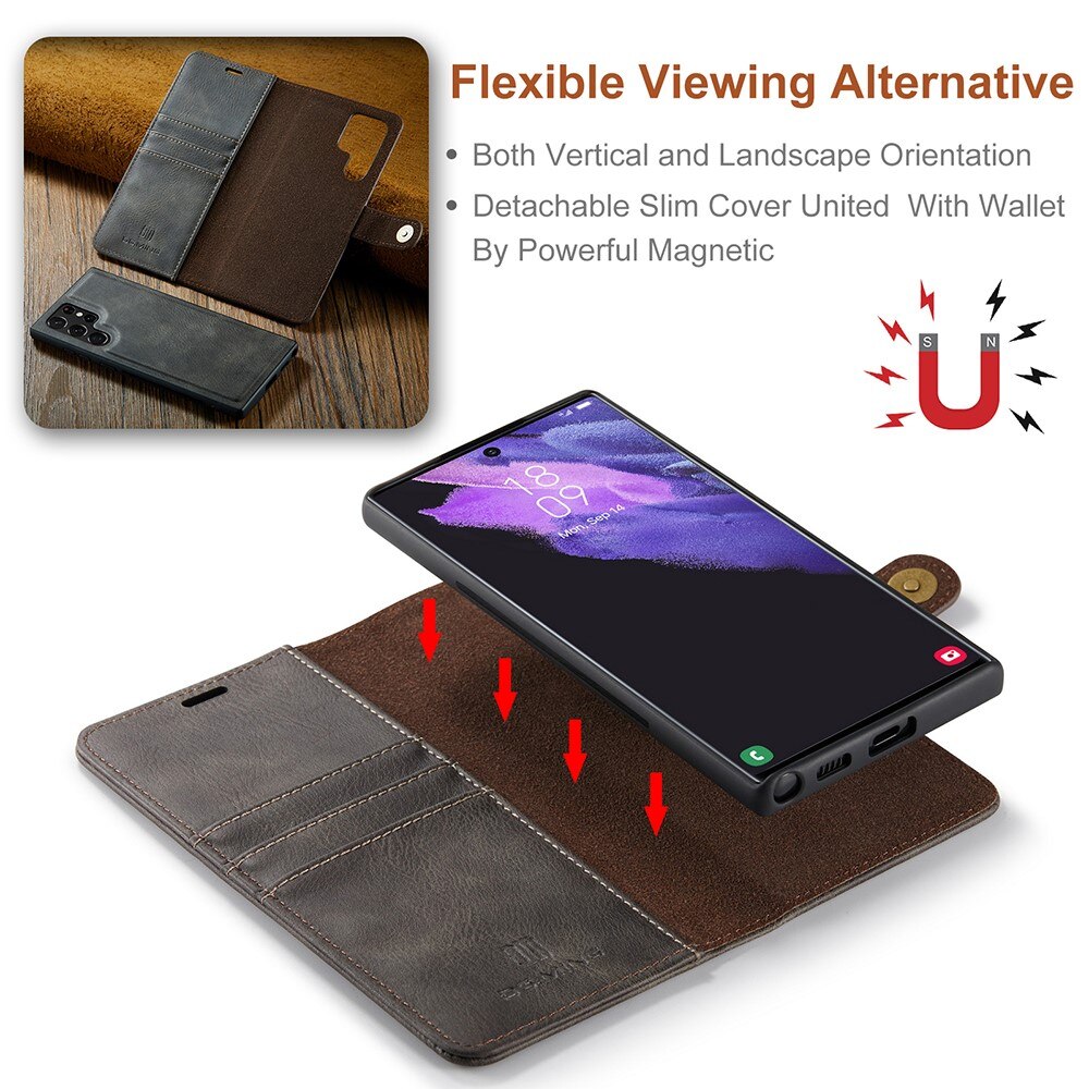 Étui portefeuille Magnet Wallet Samsung Galaxy S22 Ultra, Marron