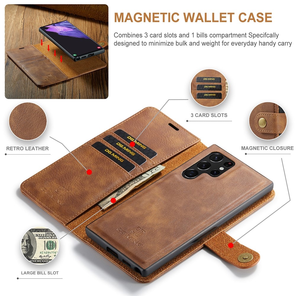 Étui portefeuille Magnet Wallet Samsung Galaxy S22 Ultra, Cognac