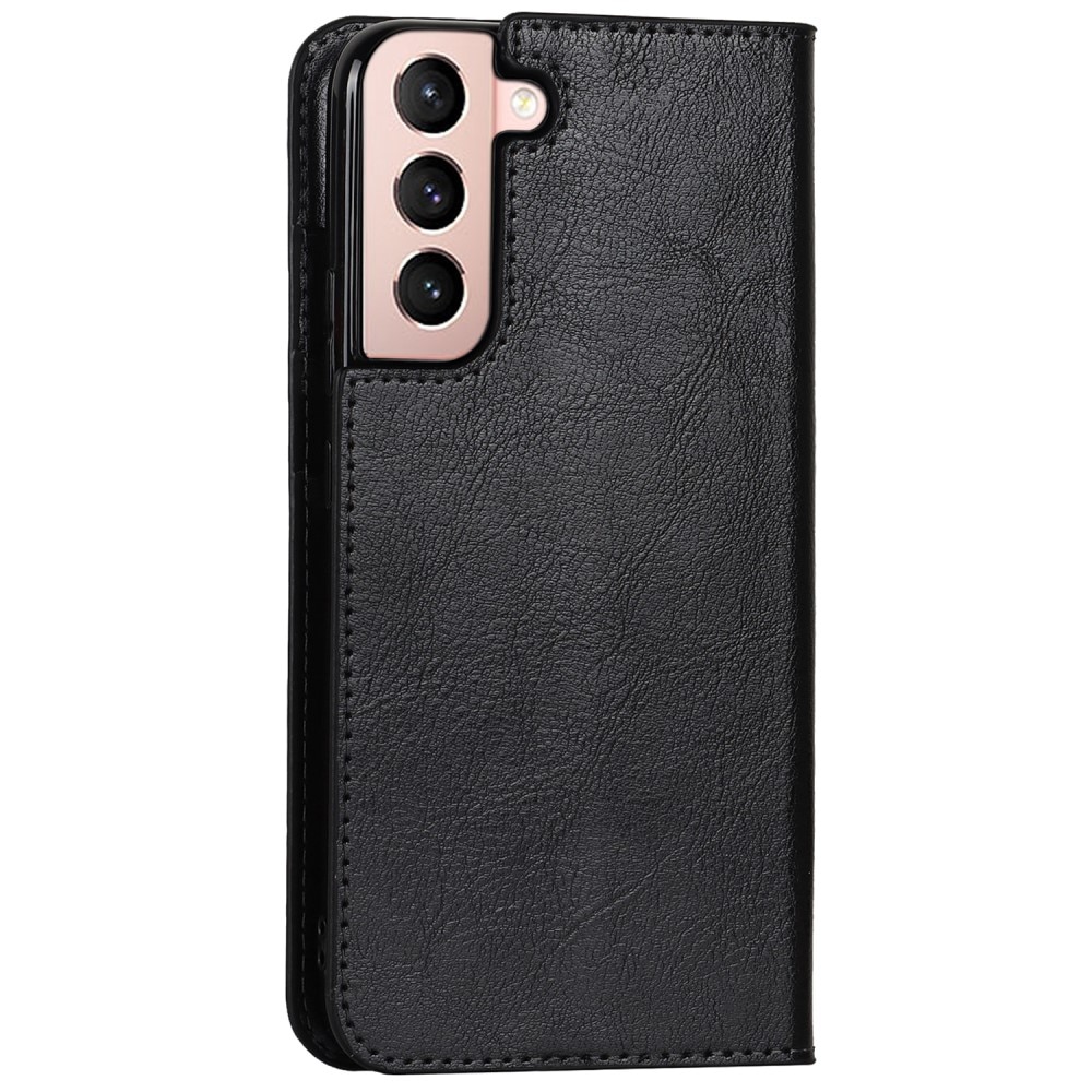 Coque portefeuille en cuir Veritable Samsung Galaxy S22, noir