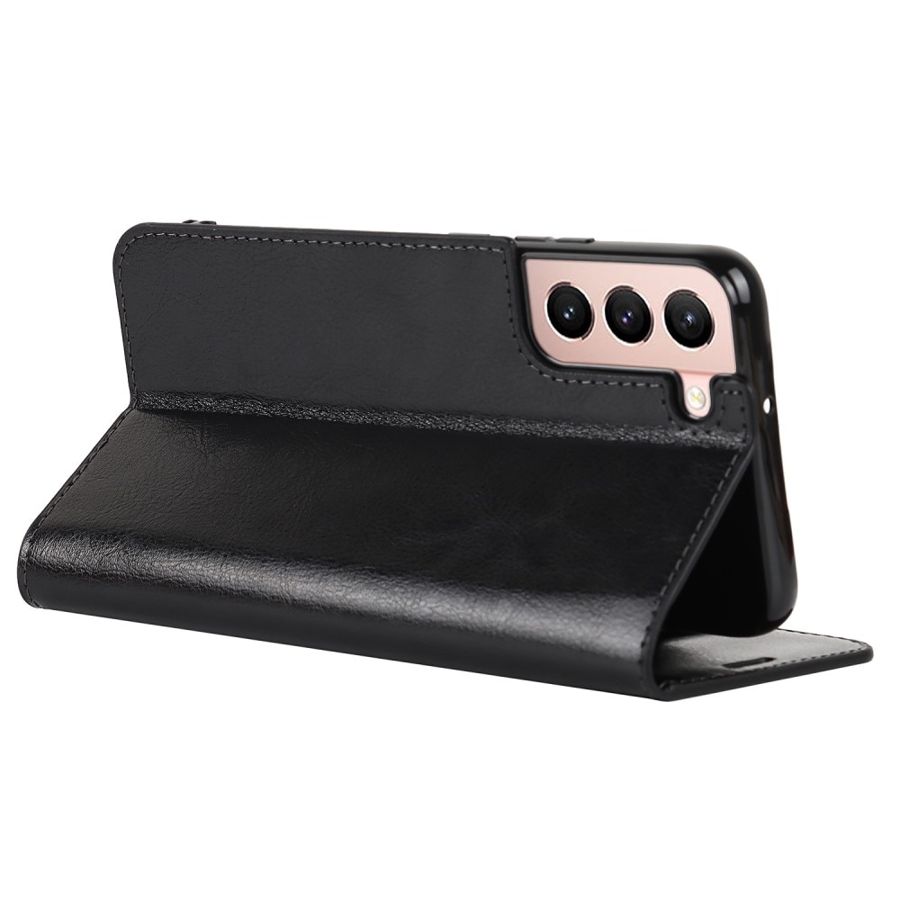 Coque portefeuille en cuir Veritable Samsung Galaxy S22, Noir