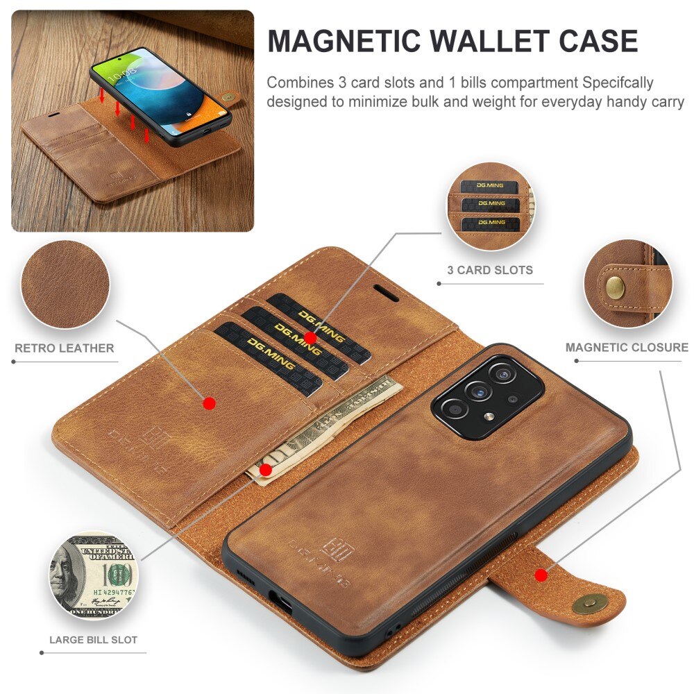Étui portefeuille Magnet Wallet Samsung Galaxy A53, Cognac