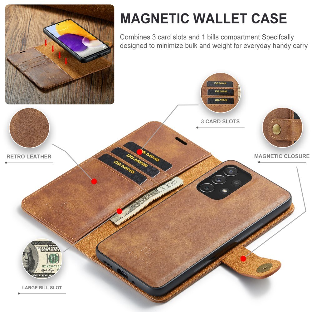 Étui portefeuille Magnet Wallet Samsung Galaxy A73 5G, Cognac