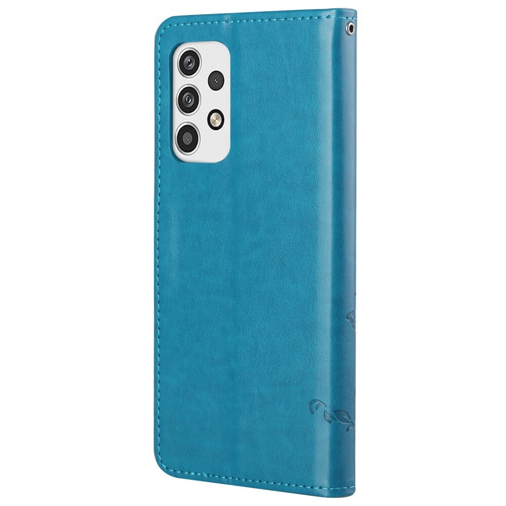 Étui en cuir à papillons pour Samsung Galaxy A23, Bleu