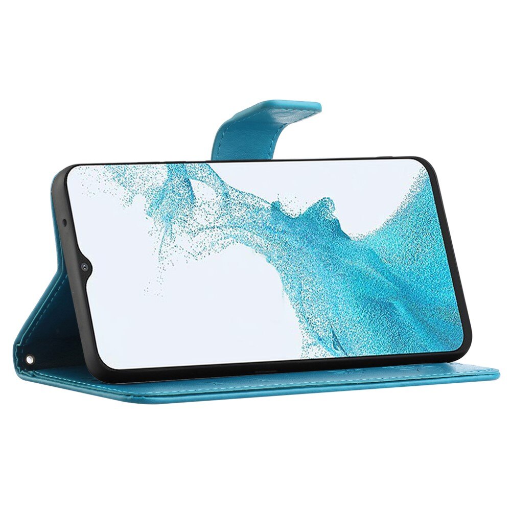 Étui en cuir à papillons pour Samsung Galaxy A23, Bleu