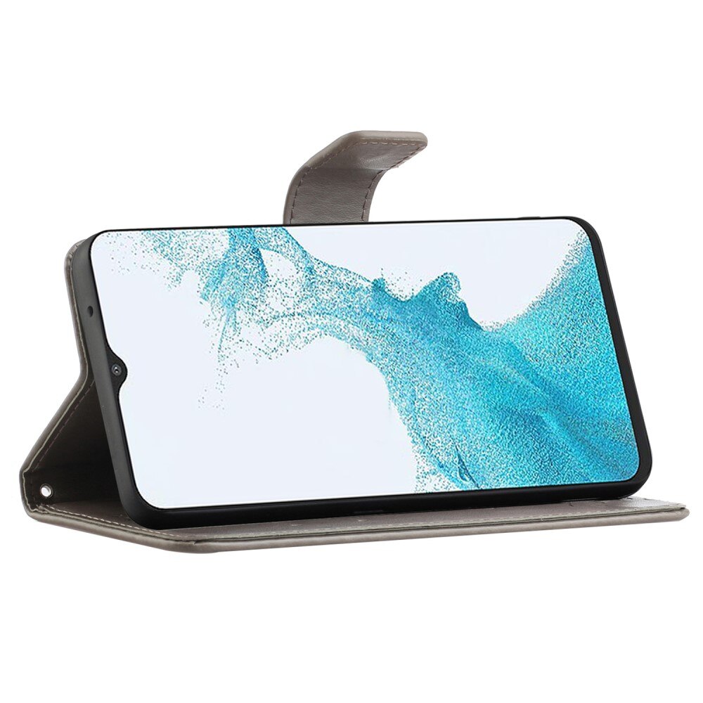 Étui en cuir à papillons pour Samsung Galaxy A23, Gris