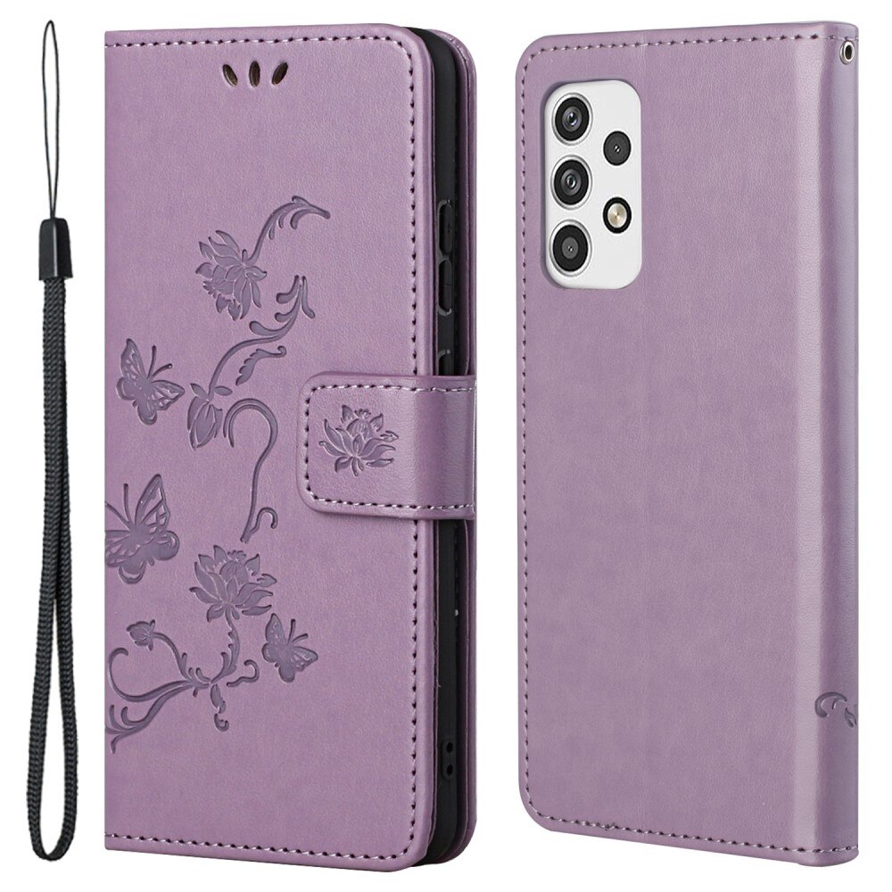 Étui en cuir à papillons pour Samsung Galaxy A23, Violet