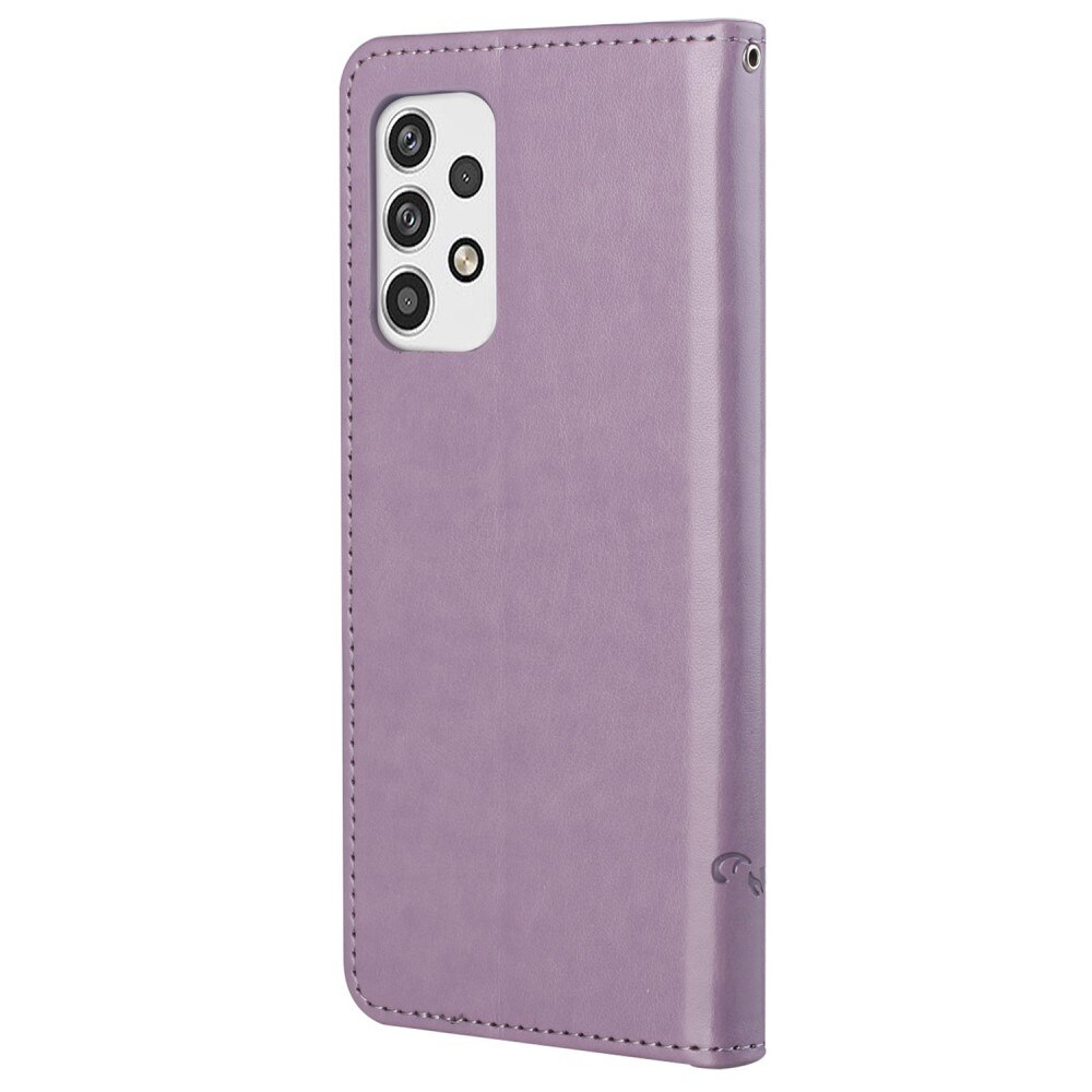 Étui en cuir à papillons pour Samsung Galaxy A23, violet