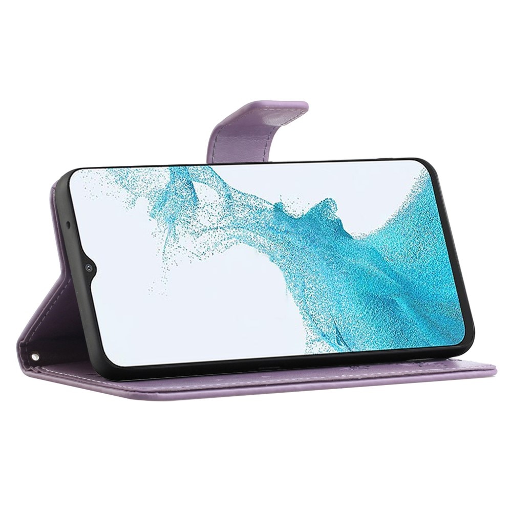 Étui en cuir à papillons pour Samsung Galaxy A23, violet