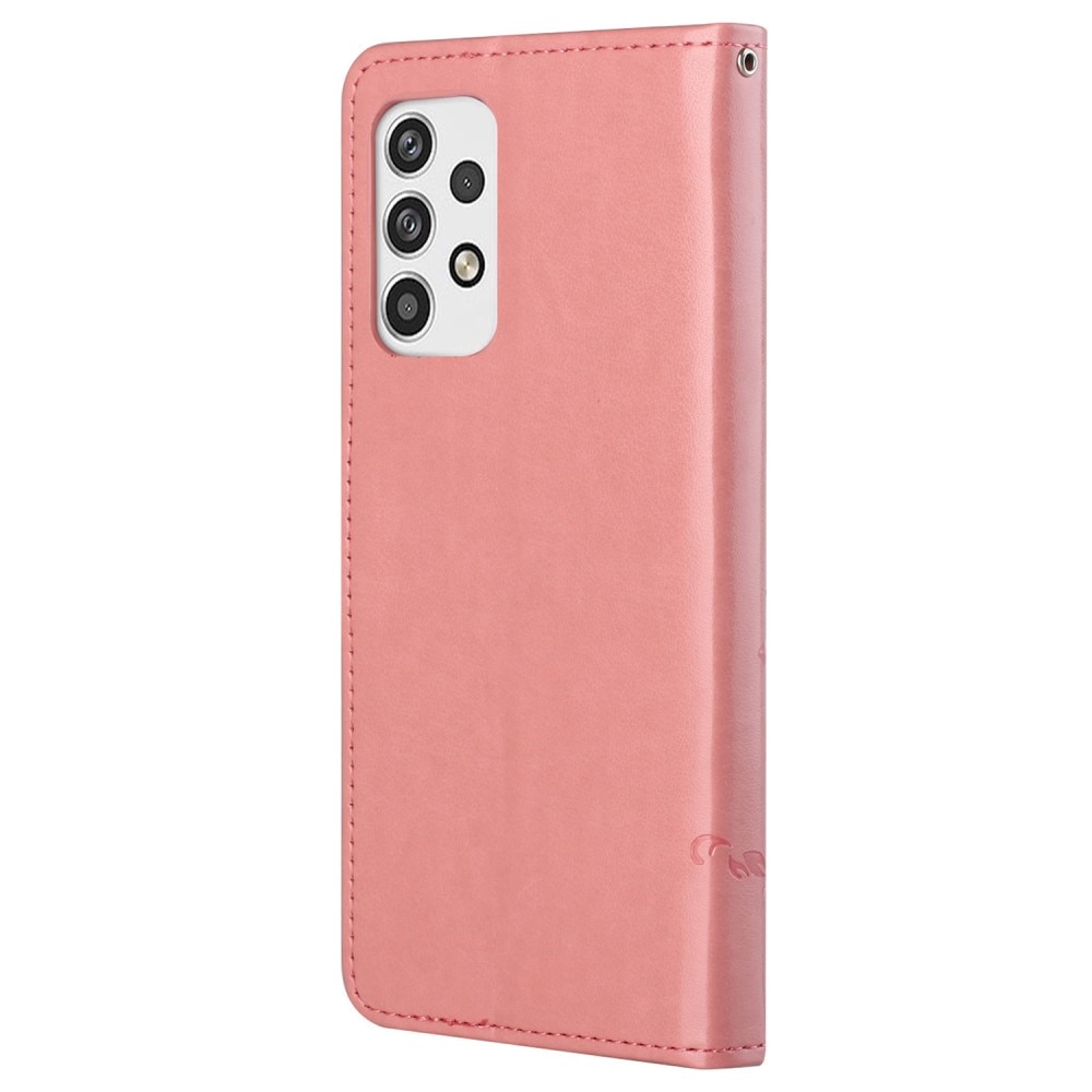 Étui en cuir à papillons pour Samsung Galaxy A23, Rose