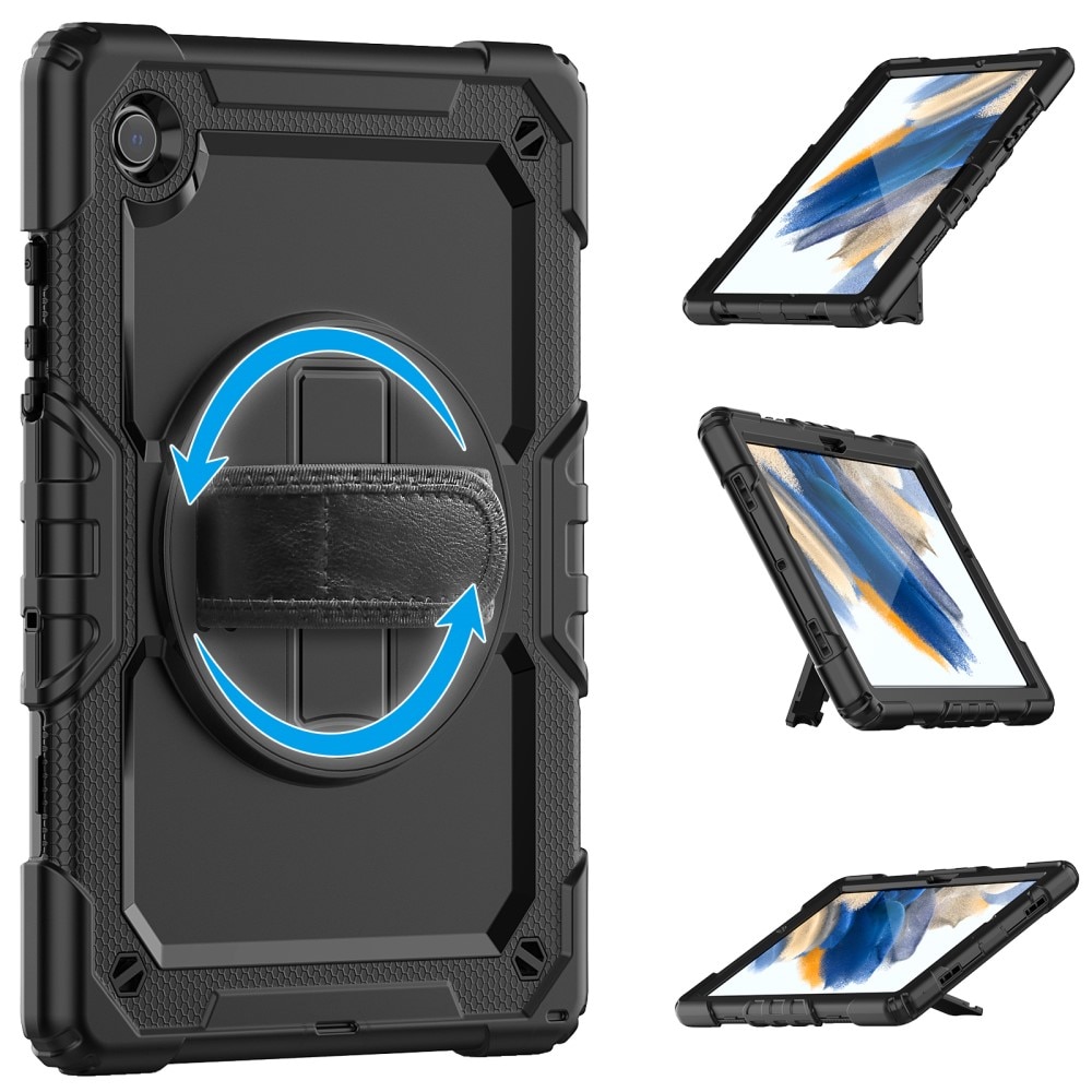 Full Protection Coque hybride antichoc avec bandoulière Samsung Galaxy Tab A8 10.5 Noir