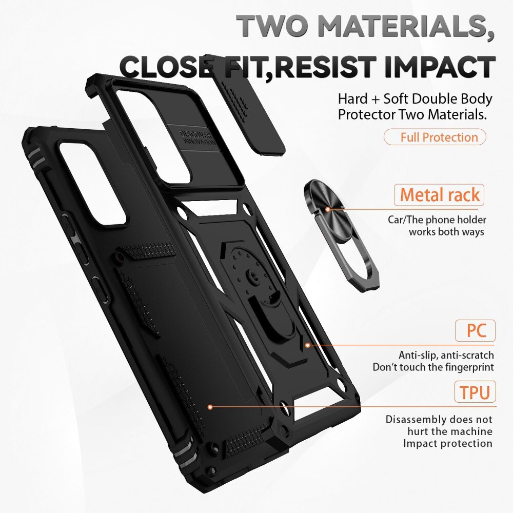 Coque Hybride Ring avec Protège Caméra Samsung Galaxy A53, Noir