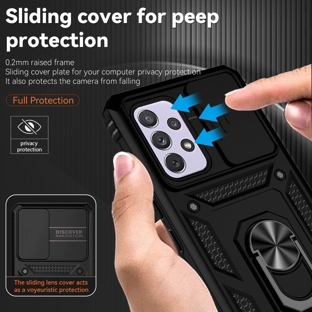 Coque Hybride Ring avec Protège Caméra Samsung Galaxy A53, Noir
